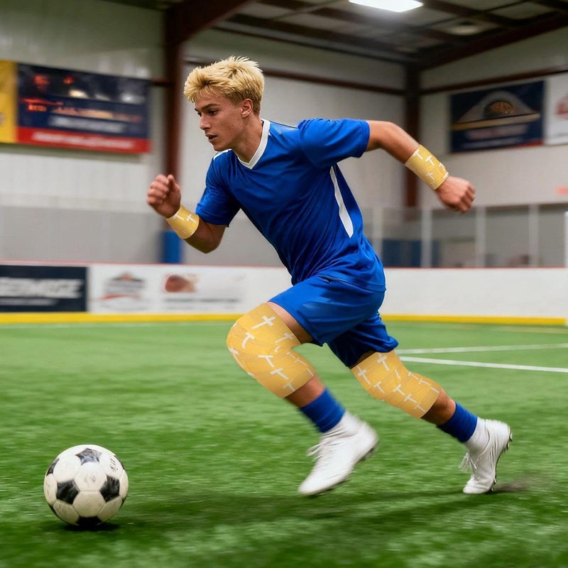 MiniInflat 2 Pcs Christian Cross Athletic Tape Sports Tape 2in x 23ft Religion Jesus Wrist Wrap for Soccer Football Baseball Gymnastics Christian Gift for Good Friday Easter(Yellow,Cross) - Image 5